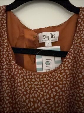 TulipB Rust Printed Scoop-Neck Women’s Dress